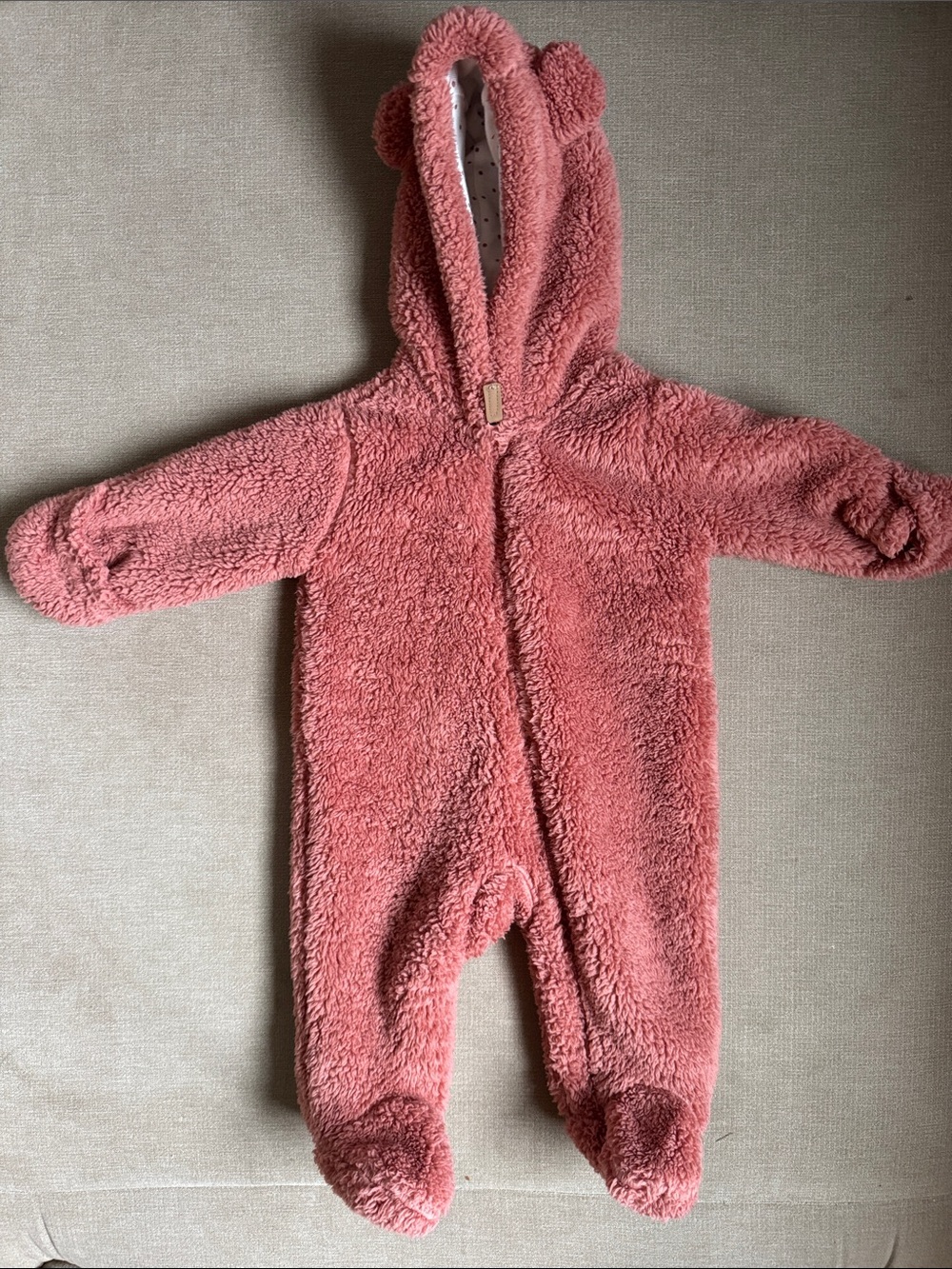 Carter's Dusty Rose Plush Hooded Footed One-Piece